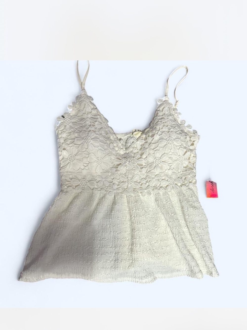 Derek Heart Cream Lace-Trim Camisole